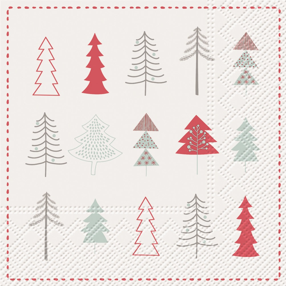 Värikkäät joulukuuset lautasliina 33 x 33 cm 20 kpl/pkt