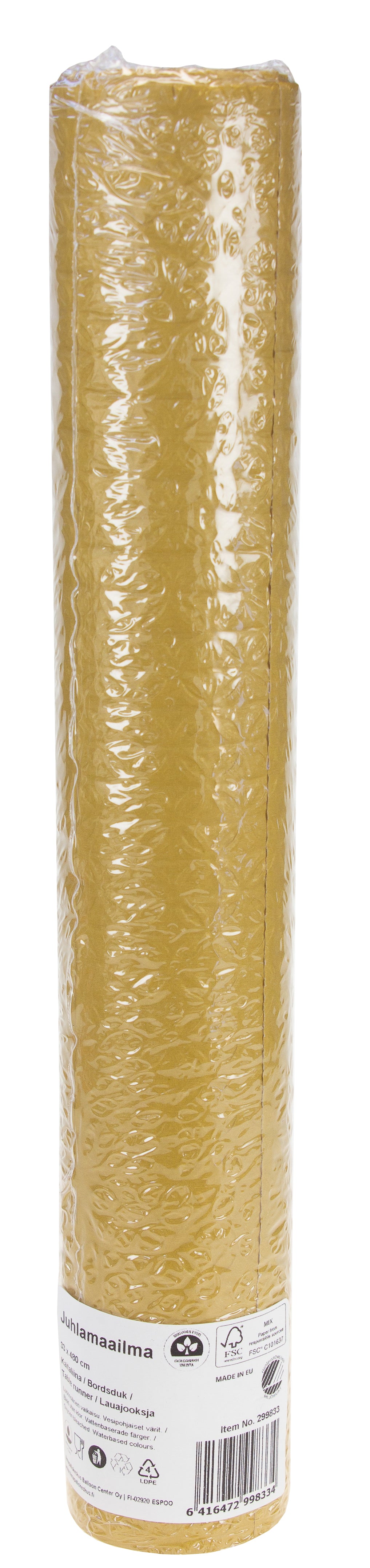 Kaitaliina kohokuvioitu kullanvärinen 33 x 480 cm