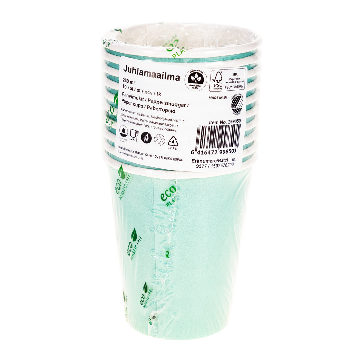 Pahvimuki 250 ml vaaleanvihreä 10 kpl/pkt