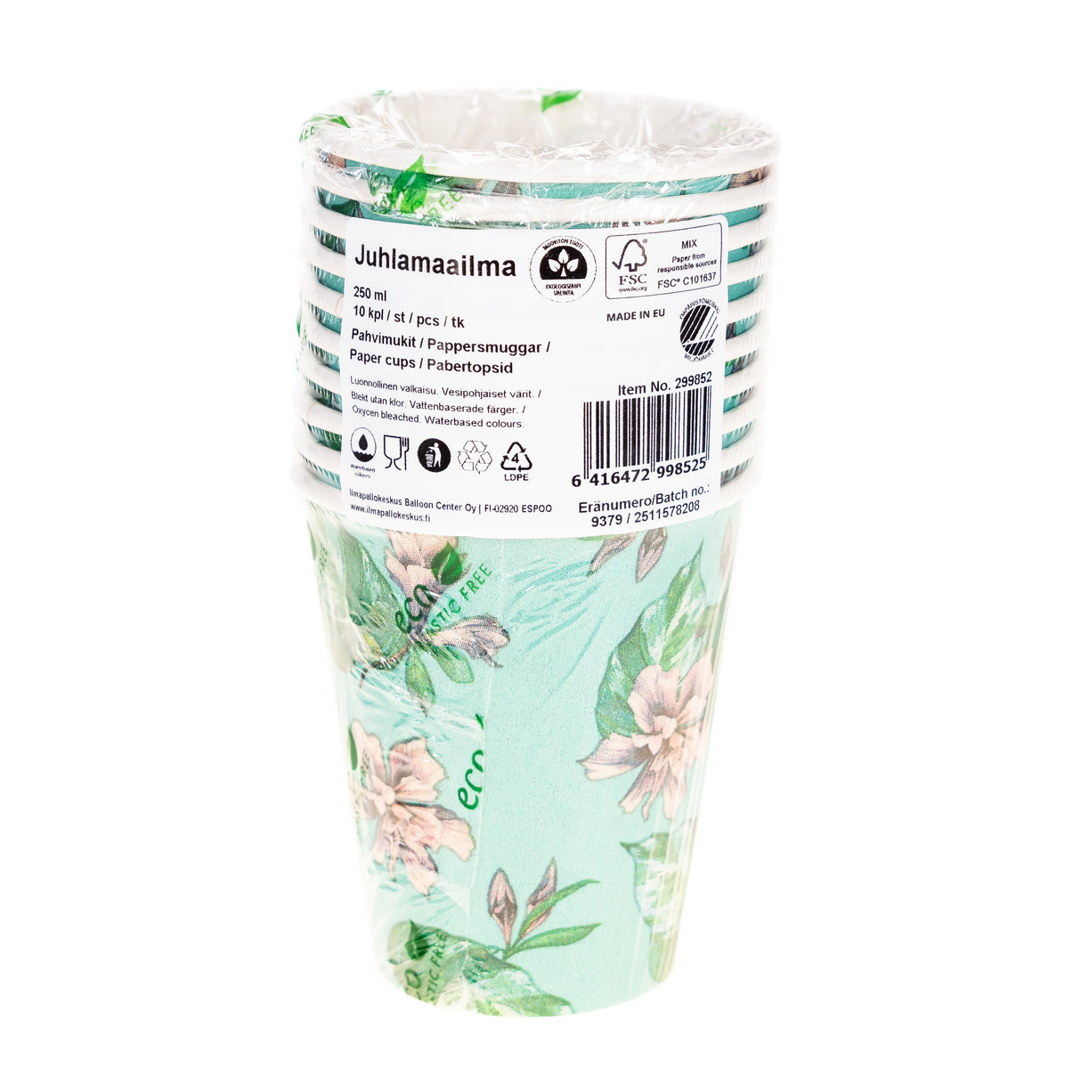 Pahvimuki 250 ml kukka vaaleanvihreä 10 kpl/pkt