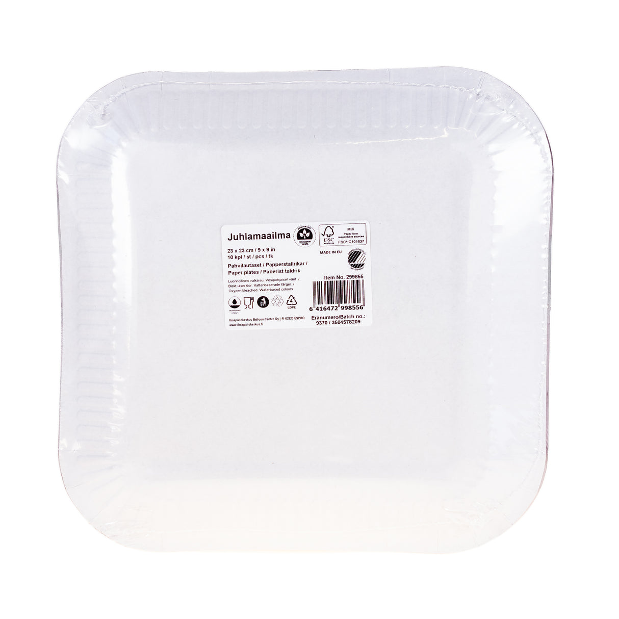 Suuri neliöpahvilautanen 23 x 23 cm kukka vaaleanpunainen