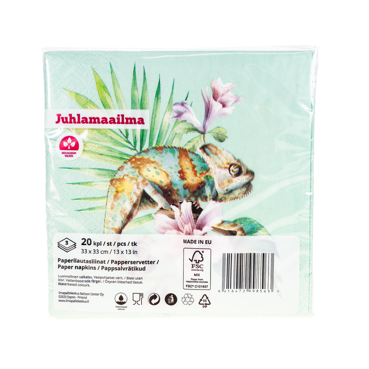 Suuri lautasliina leguaani 33 x 33 cm vaaleanvihreä 20 kpl/pkt