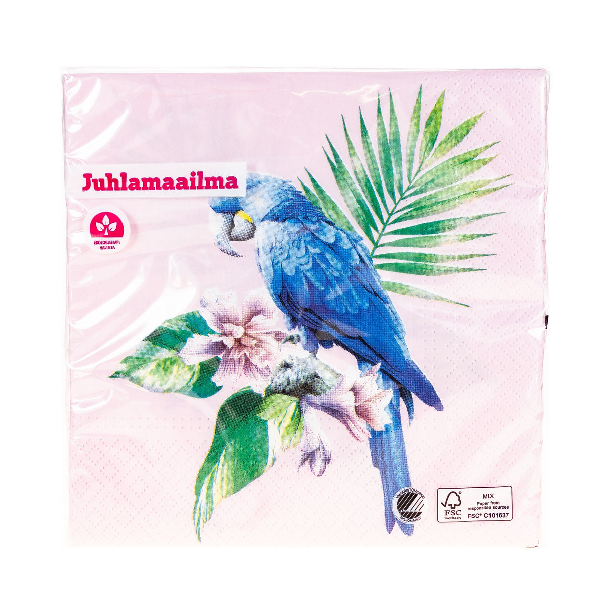 Suuri lautasliina 33 x 33 cm papukaija vaaleanpunainen 20 kpl/pkt