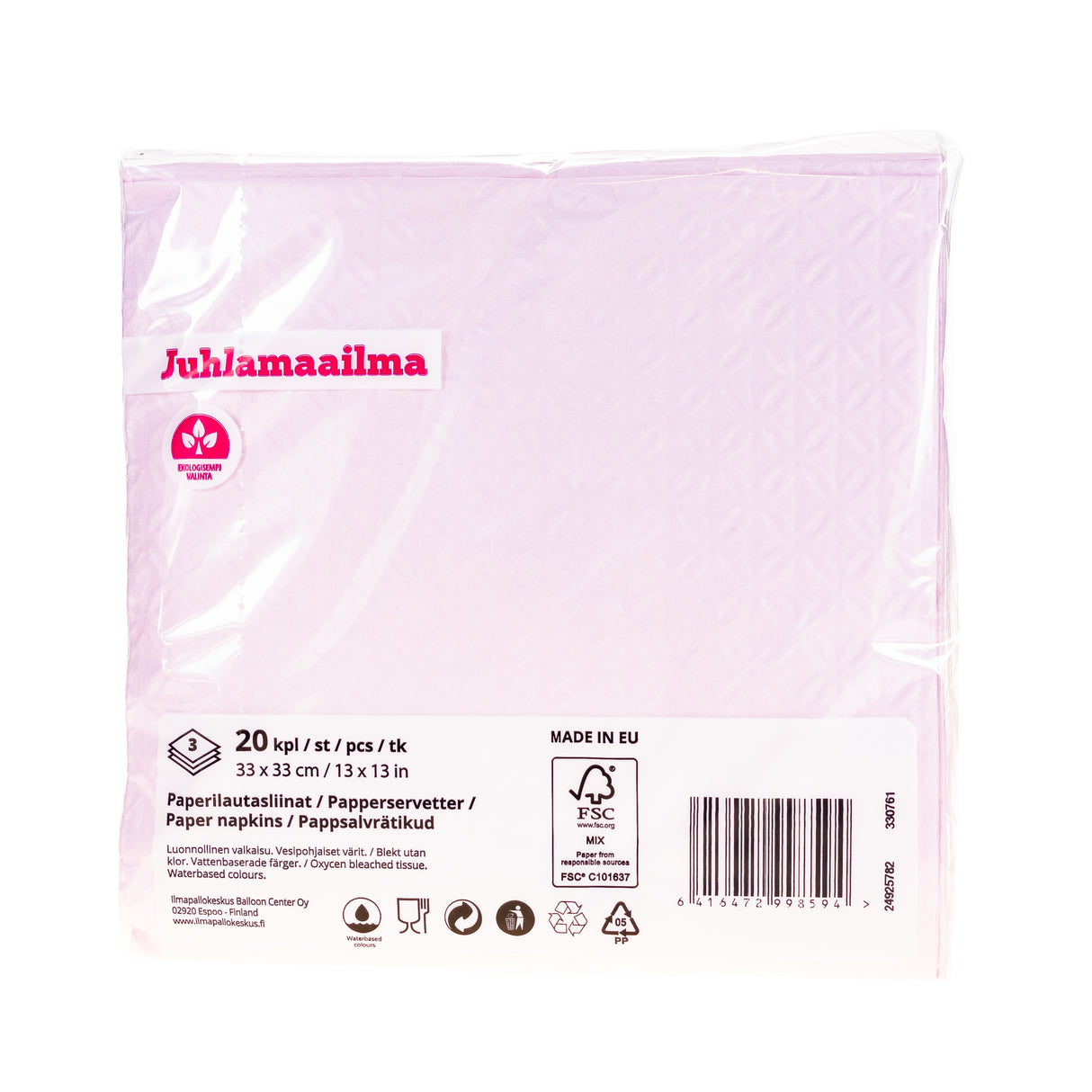 Suuri lautasliina kohokuvio 33 x 33 cm v.punainen 20 kpl/pkt