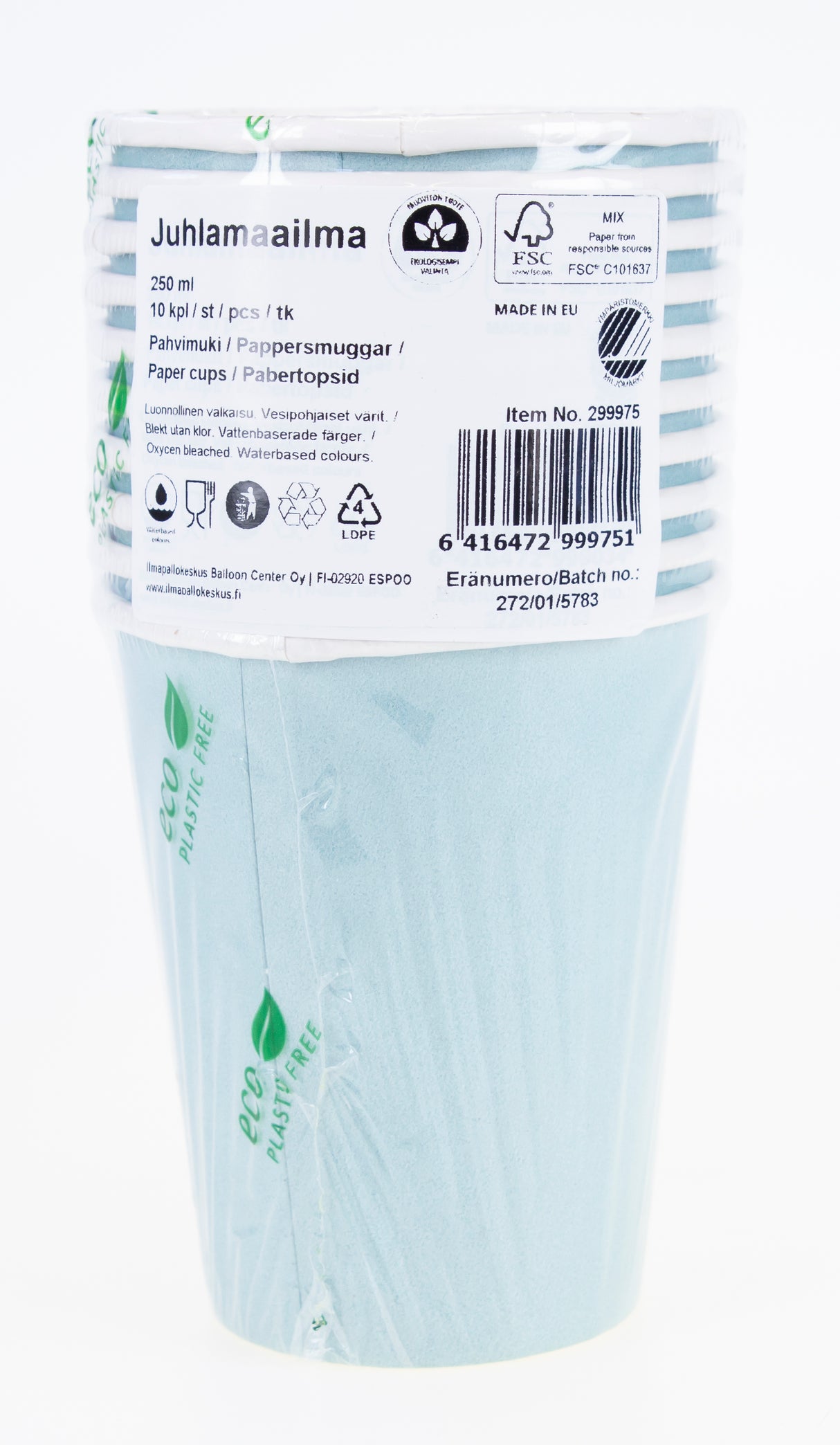 Pahvimuki 250 ml vedenvihreä 10 kpl/pkt