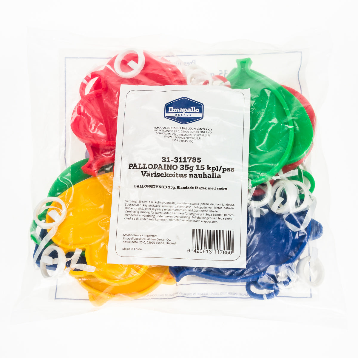 Pallopaino 35 g, värisekoitus nauhalla, 15 kpl/pss