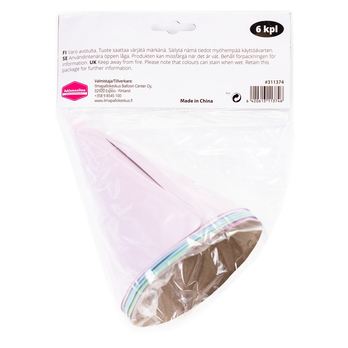 Pahvihattu pastelli, värisekoitus 6 kpl/pkt