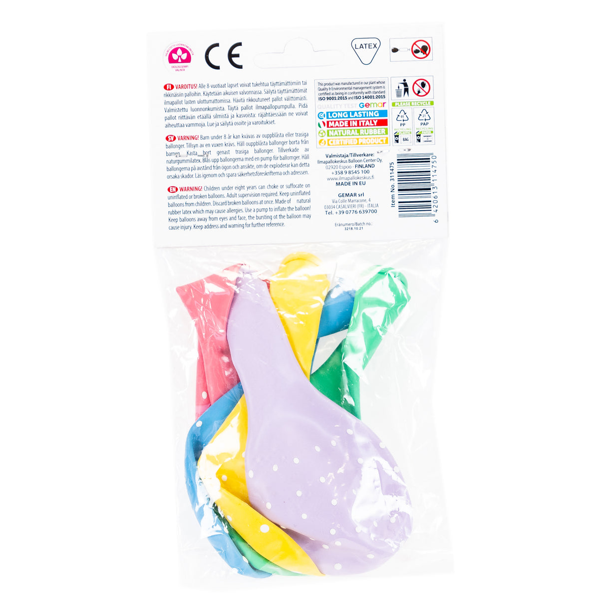 Pilkut ilmapallo 30cm pastellivärit 5 kpl/pss