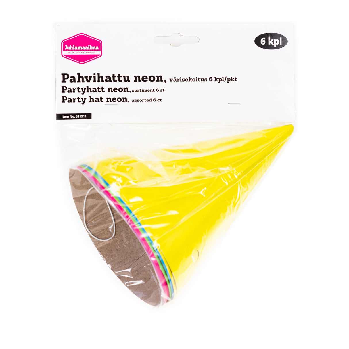 Pahvihattu neon, värisekoitus 6 kpl/pkt