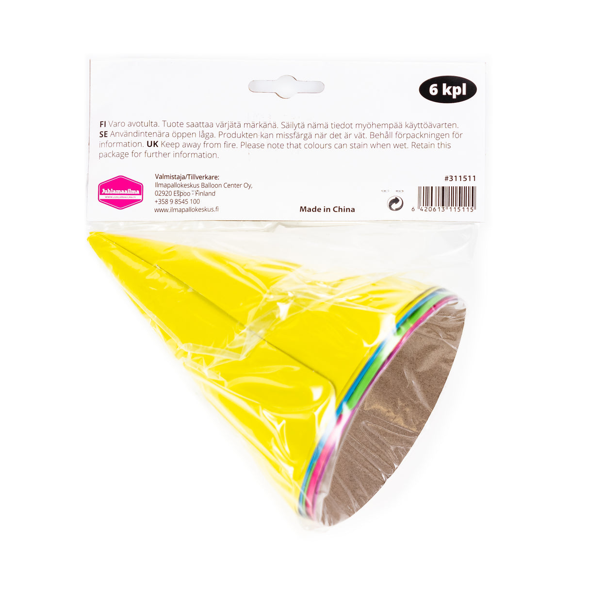 Pahvihattu neon, värisekoitus 6 kpl/pkt