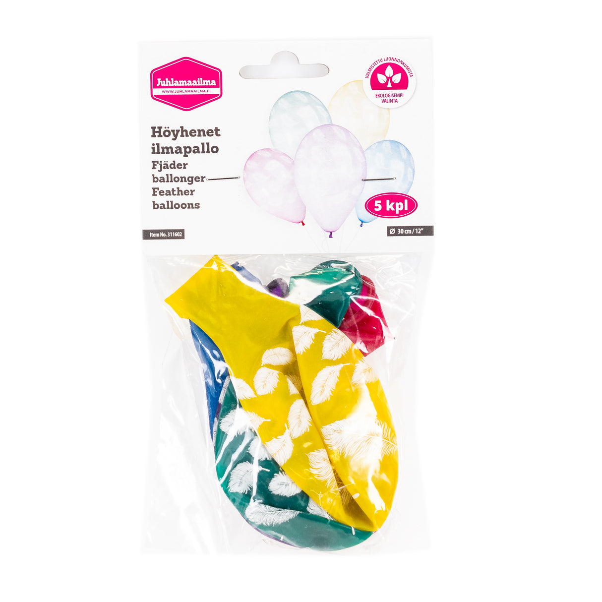 Höyhenet ilmapallo 30cm 5 kpl/pss