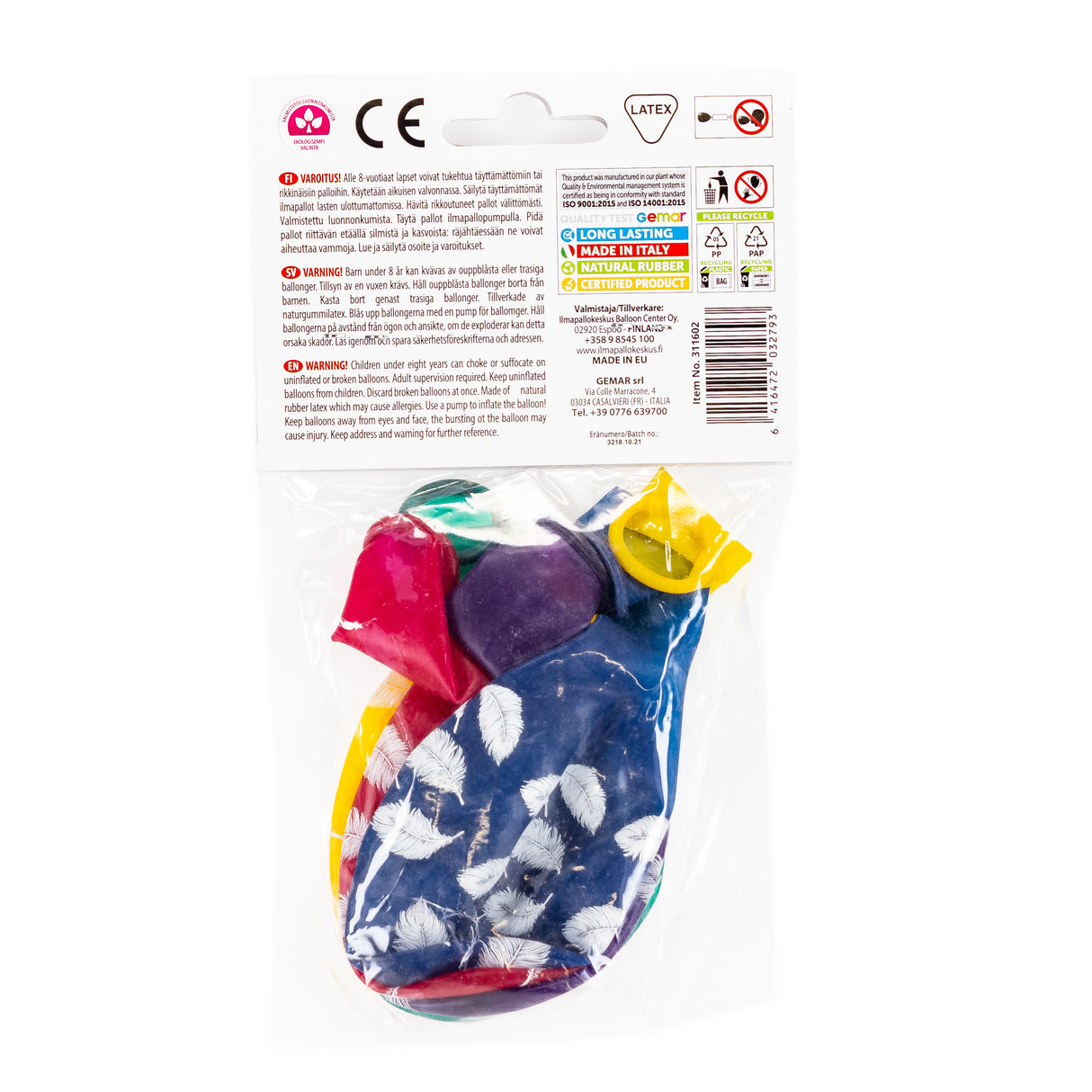 Höyhenet ilmapallo 30cm 5 kpl/pss