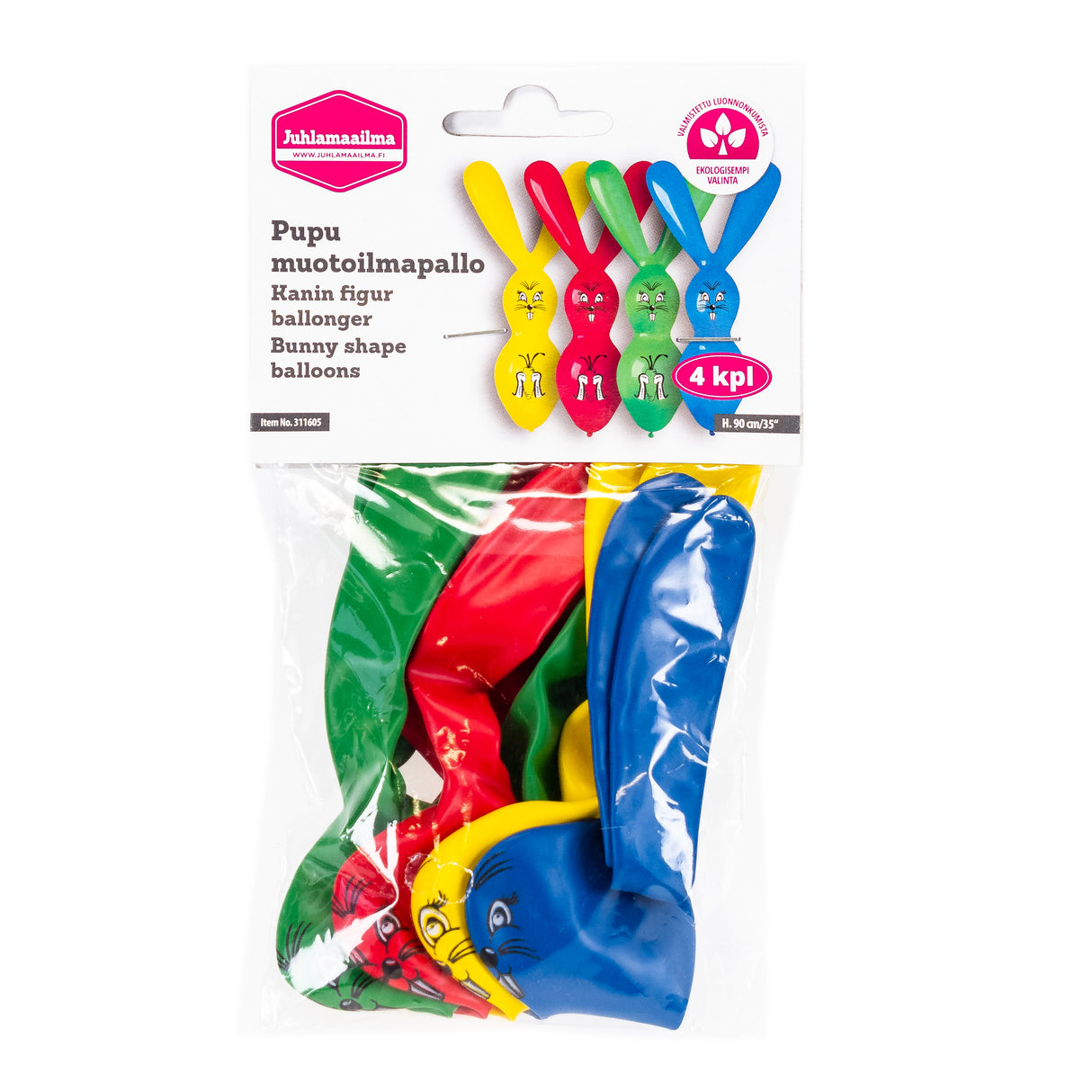 Pupu muotoilmapallo 4 kpl/pss