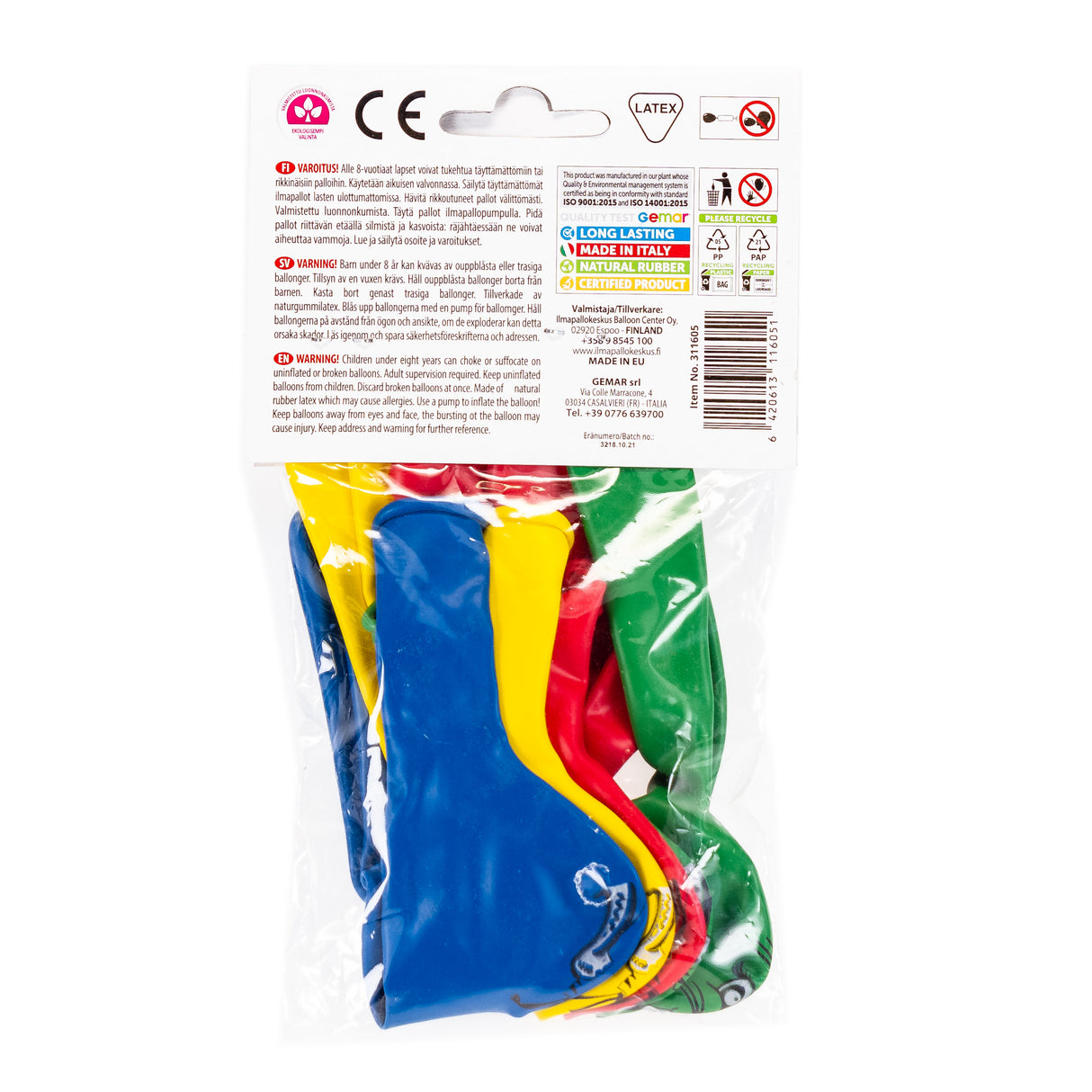 Pupu muotoilmapallo 4 kpl/pss