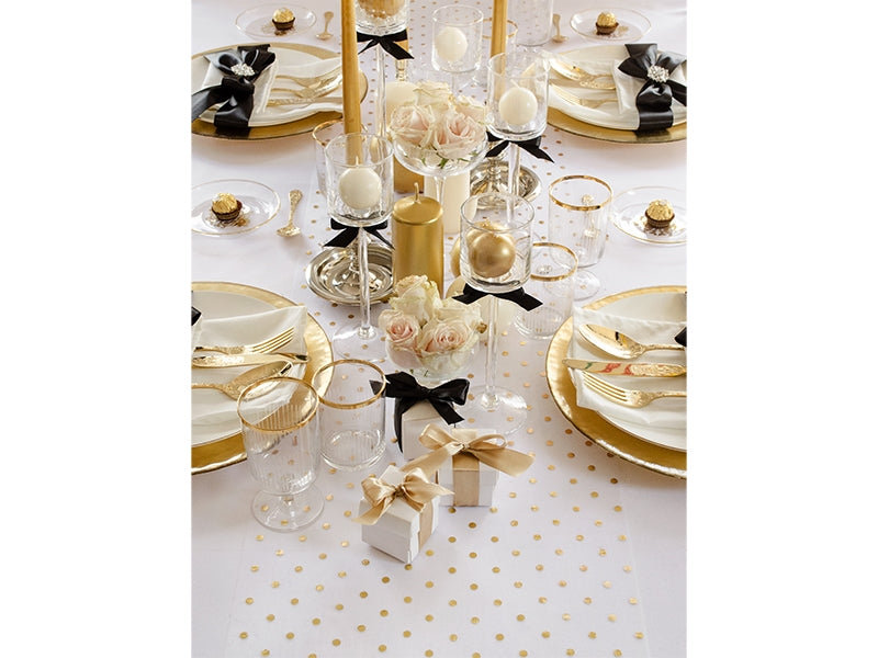 Organza hopea-kulta pilkullinen 900 x 36 cm