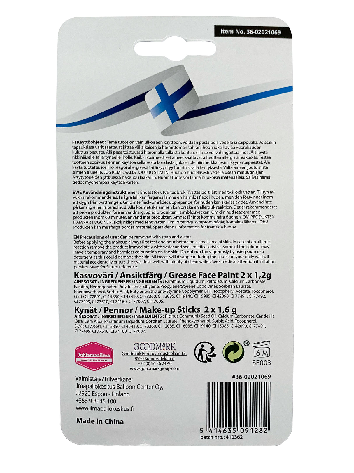 Kasvoväripaletti ja kynät Suomi