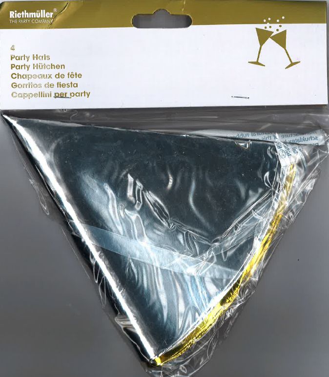 Pahvihattu, kullan- ja hopeanvärinen 4 kpl/pkt