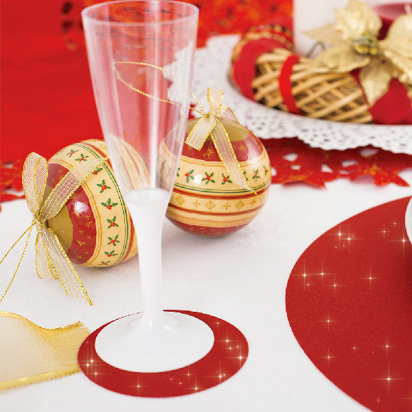 Lasinalunen kimaltava punainen 6 kpl/pkt (8,5 cm)