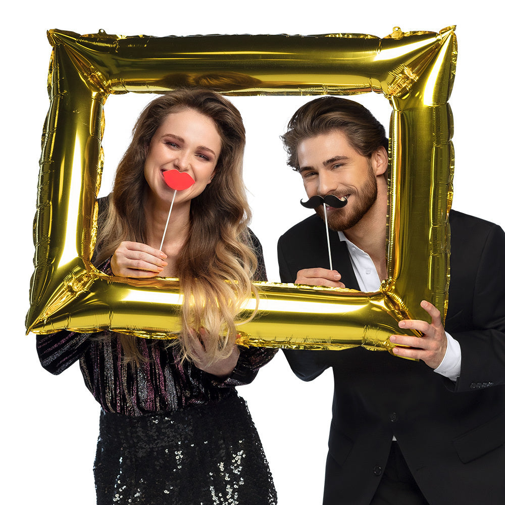Photo Booth tarvikkeet, 12 kpl/pkt ja foliopallo valokuvakehys