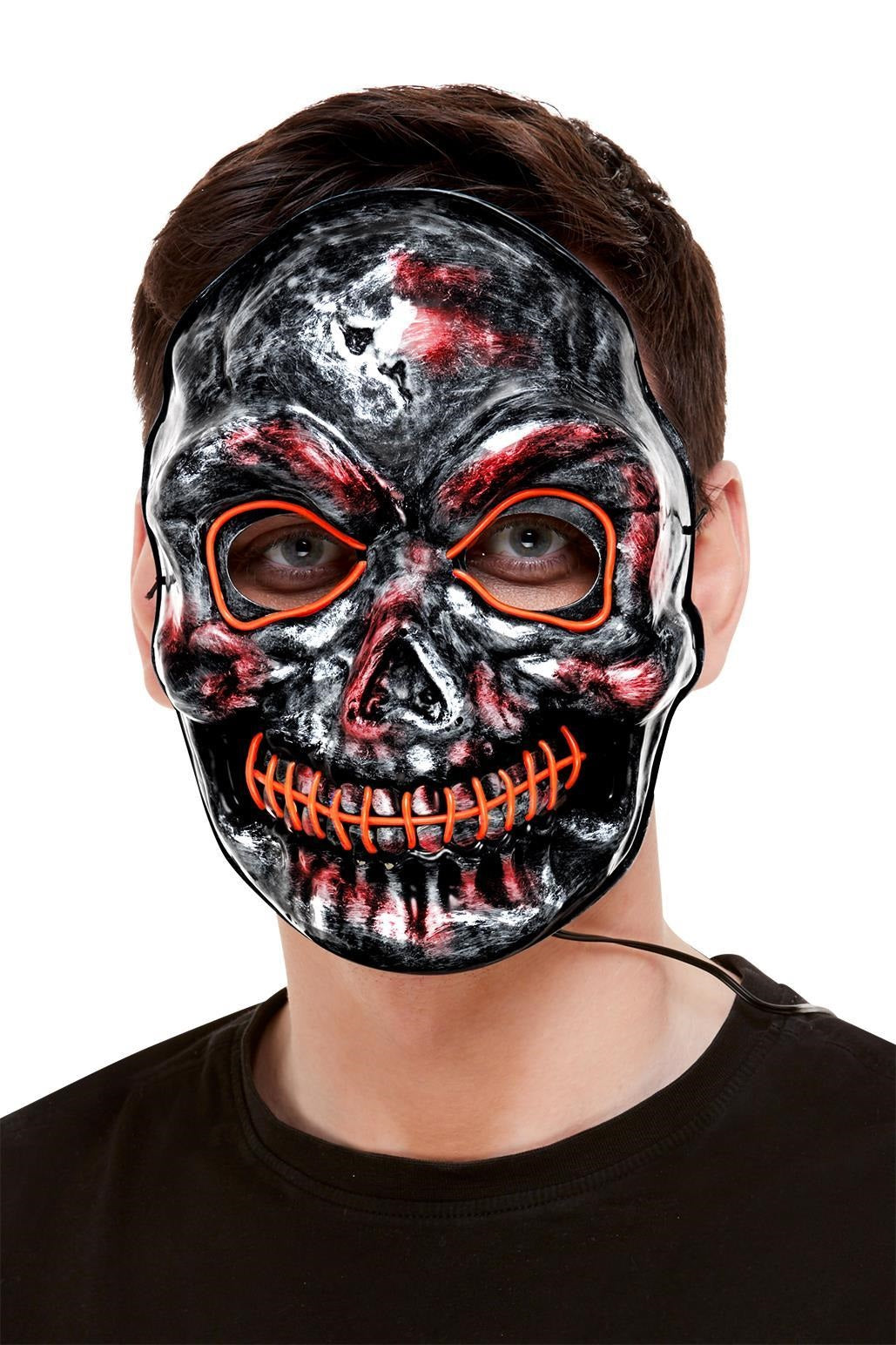 Naamari pääkallo led-valoilla musta