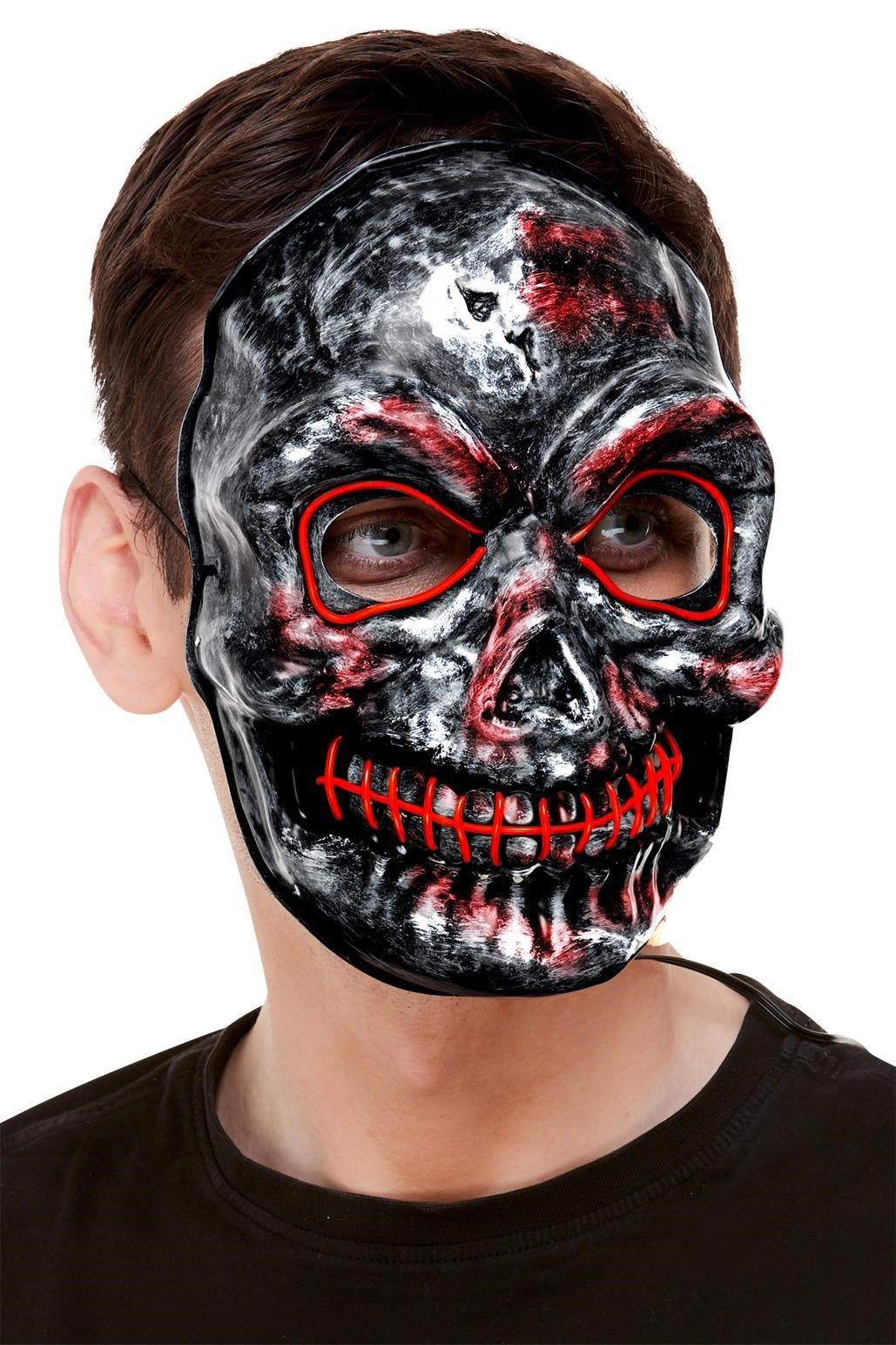 Naamari pääkallo led-valoilla musta