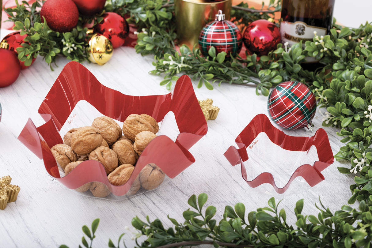 Tarjoilukulho punainen 13 cm aaltoilevilla reunuksilla