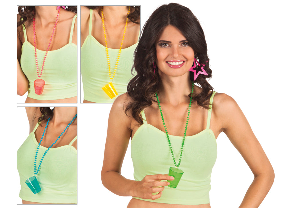 Shottilasi kaulanauhassa 1 kpl, lajitelmatuote 4 eri väriä