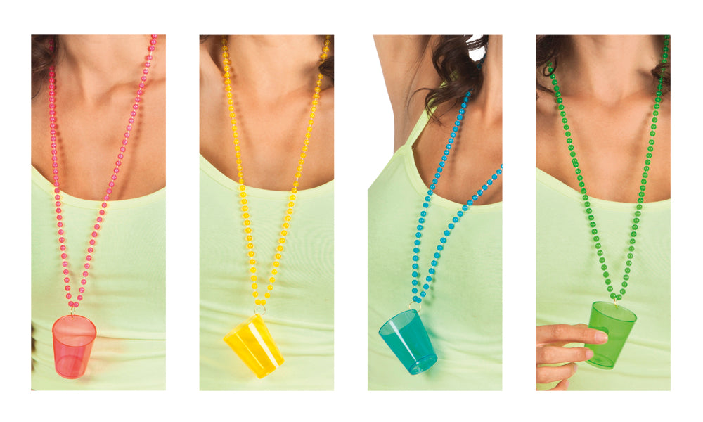 Shottilasi kaulanauhassa 1 kpl, lajitelmatuote 4 eri väriä