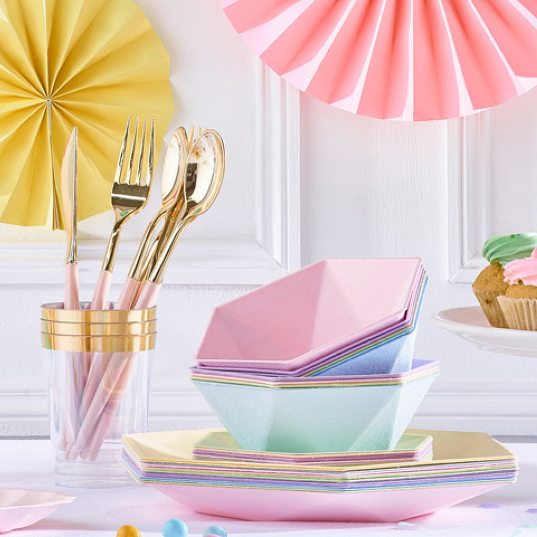 Vert Decor kuusikulmainen keskikokoinen lautanen vaaleanpunainen 6 kpl/pkt