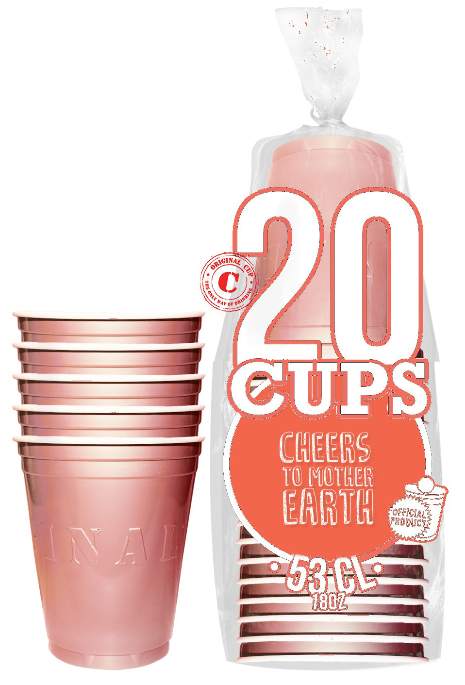 Muovimuki konepestävä ruusukulta 530 ml 20 kpl/pkt