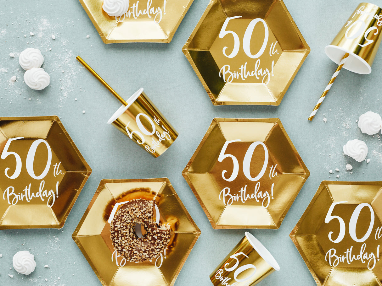Happy Birthday 50 pahvimuki korkeakiiltokulta 6 kpl/pkt