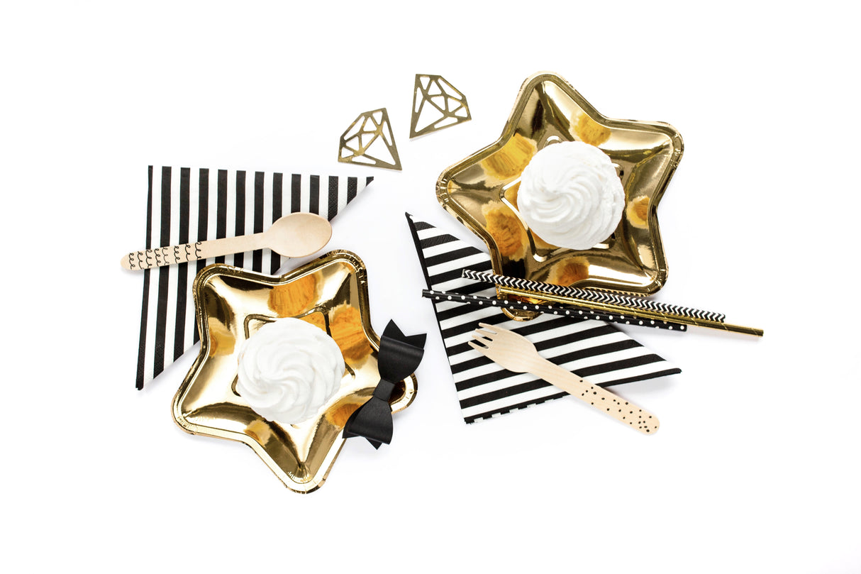 Puiset aterimet mustat kuviot 3x6 kpl /pkt