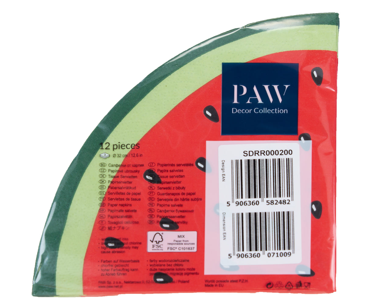 Lautasliina pyöreä 32 cm vesimeloni 12 kpl/pkt