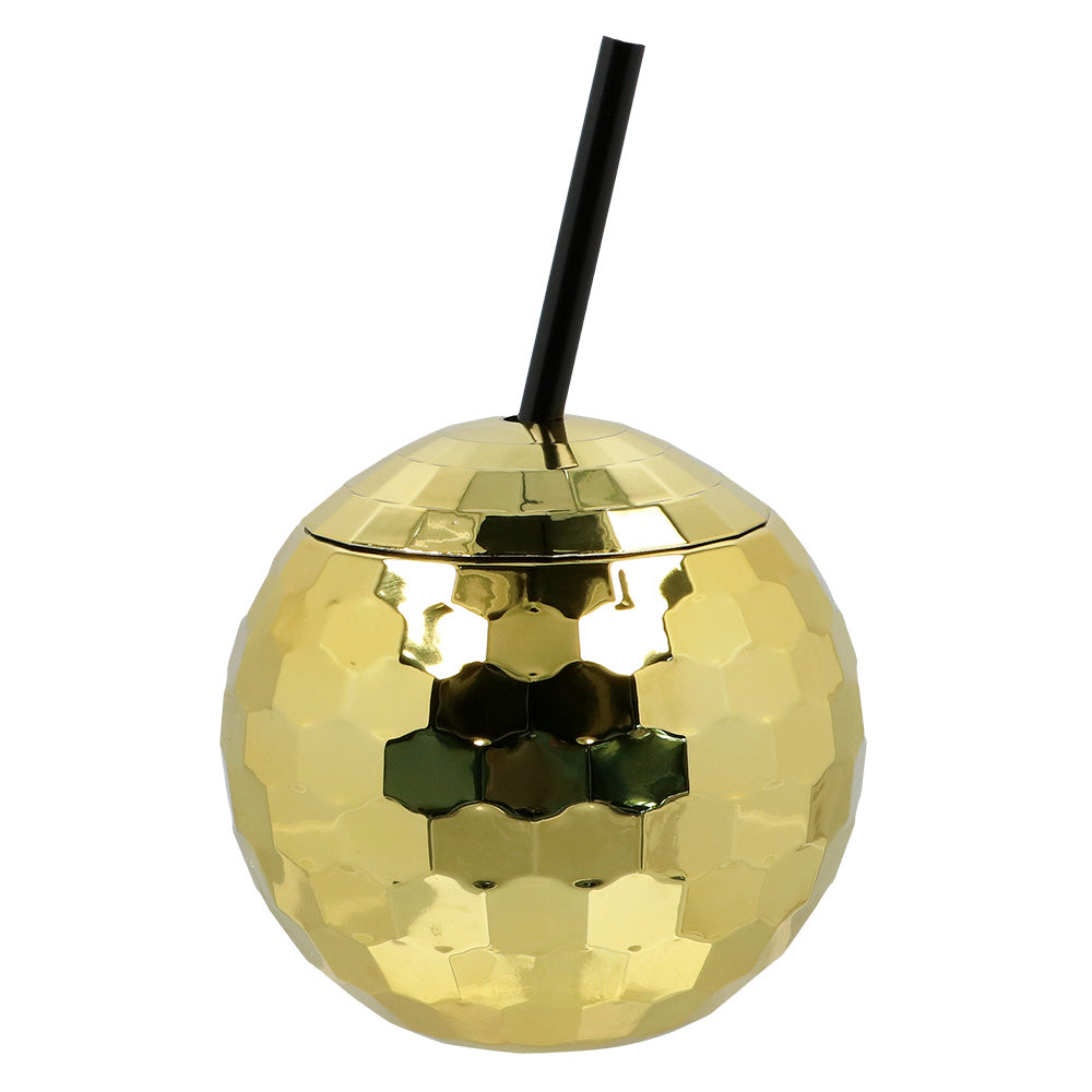 Discopallo juomamuki pillillä kullanvärinen