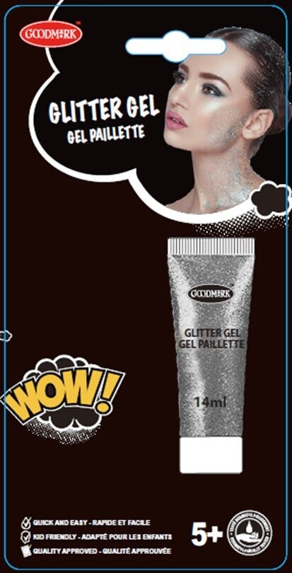Glittergeeli hopeanvärinen 14 ml tuubi
