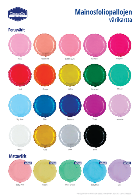 Mainosfoliopallo 45 cm, 1-väripainatus, 2-puoleinen painatus