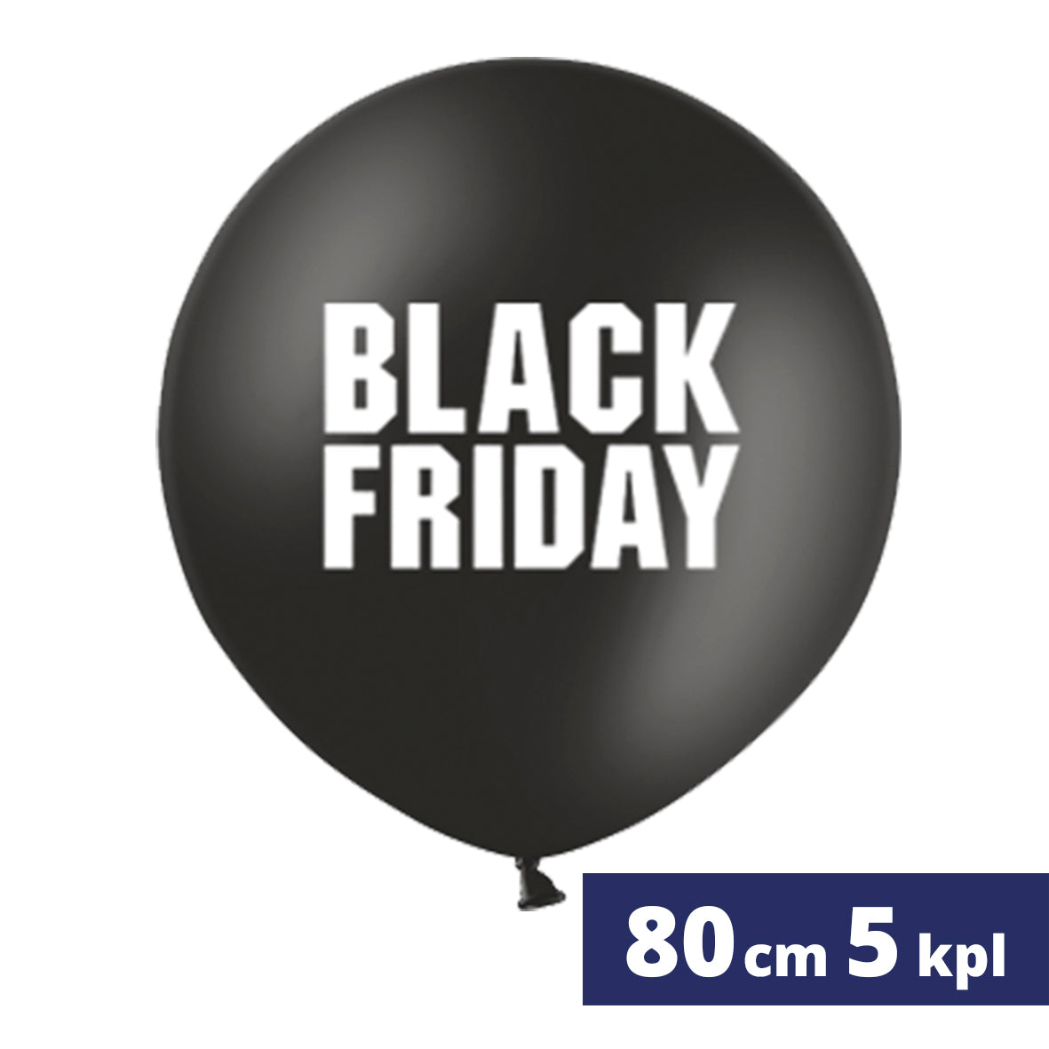 5 kpl 80 cm Black Friday jättipalloa täytettynä ja toimitettuna