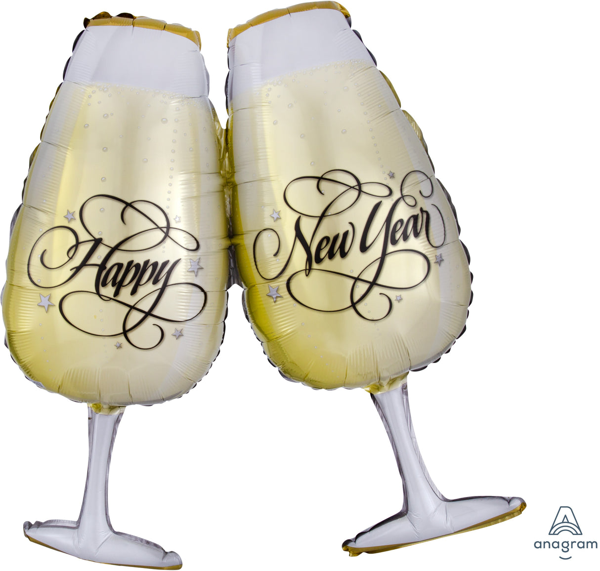 Happy New Year shampanjalasit muotofoliopallo