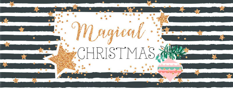 Joulukortti 21 x 8 cm - Magical Christmas raidat