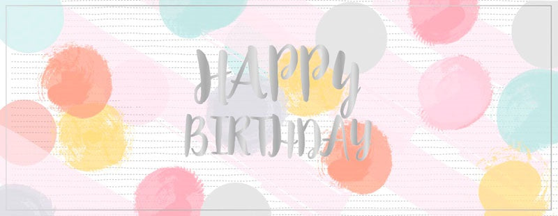 Onnittelukortti 21 x 8 cm - Happy Birthday pastelli