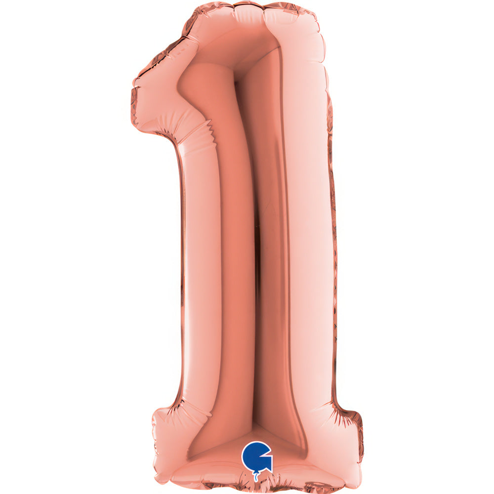 Numerofolio 1 ruusukullanvärinen puhallettava 35 cm