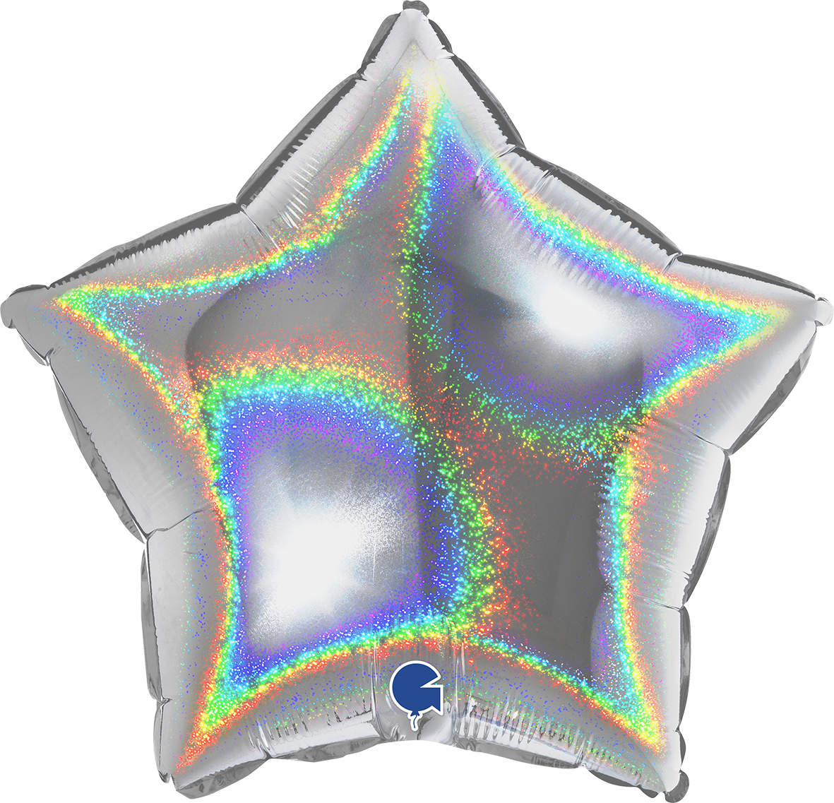 Hopeanvärinen hologrammi tähti foliopallo