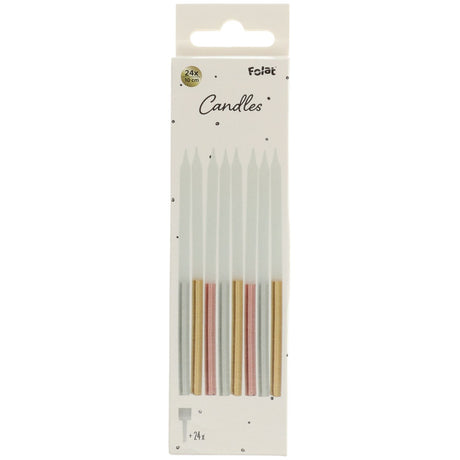 Kakkukynttilät 10 cm metallivärisekoitus 24 kpl/pkt