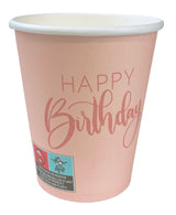 Pahvimuki Happy Birthday persikanvärinen 8 kpl/pkt
