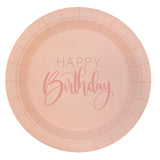 Happy Birthday pahvilautanen 23 cm persikanvärinen 8 kpl/pkt