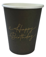 Pahvimuki Happy Birthday musta 8 kpl/pkt