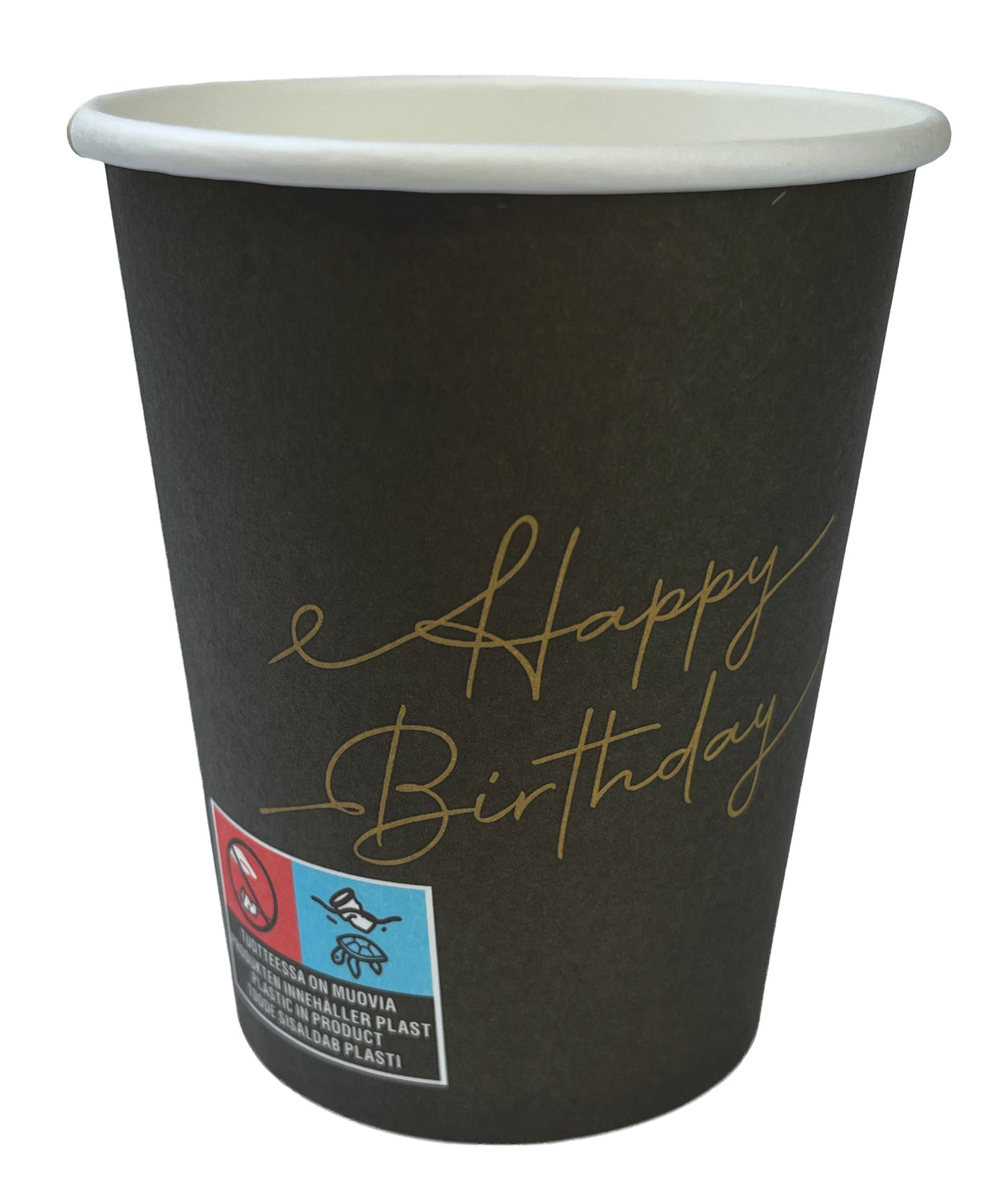 Pahvimuki Happy Birthday musta 8 kpl/pkt