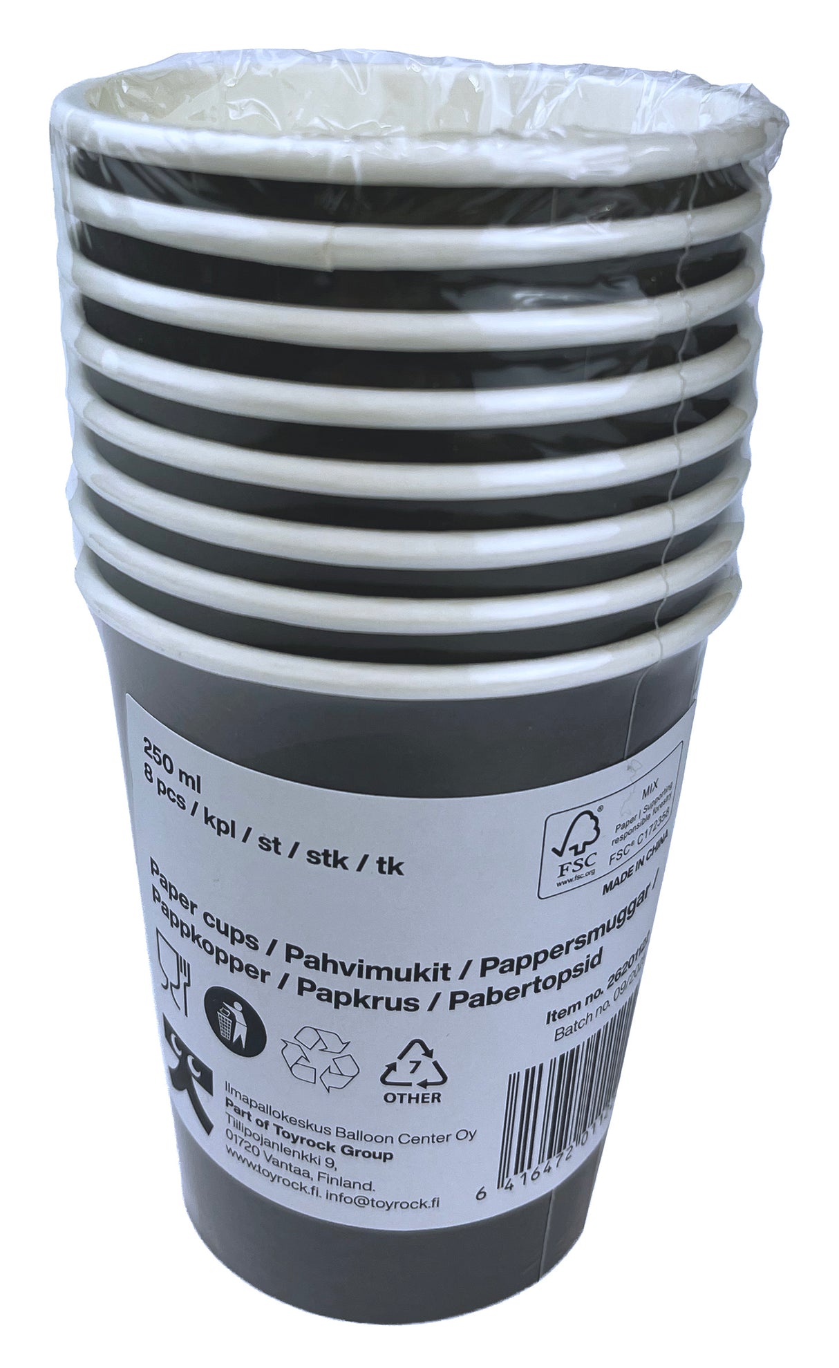 Pahvimuki Happy Birthday musta 8 kpl/pkt