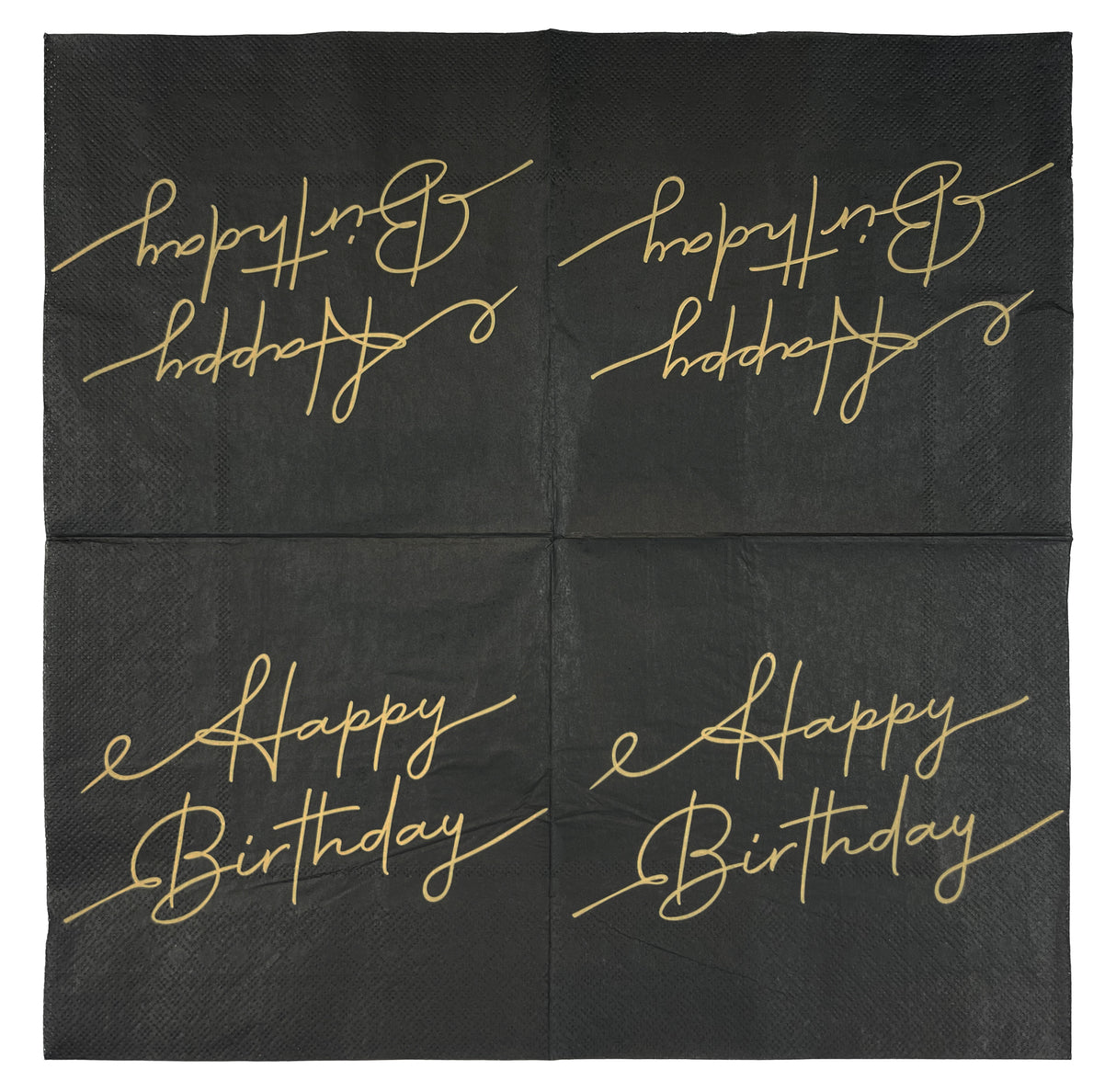 Suuri lautasliina Happy Birthday musta 33 x 33 cm 20 kpl/pkt