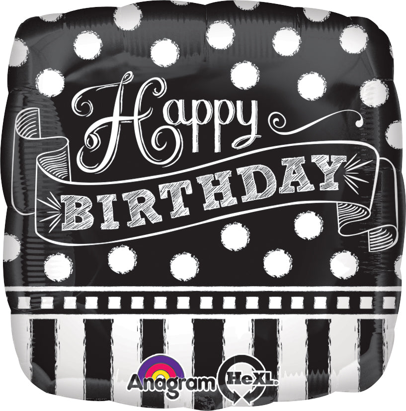 Happy Birthday liitutaulu foliopallo